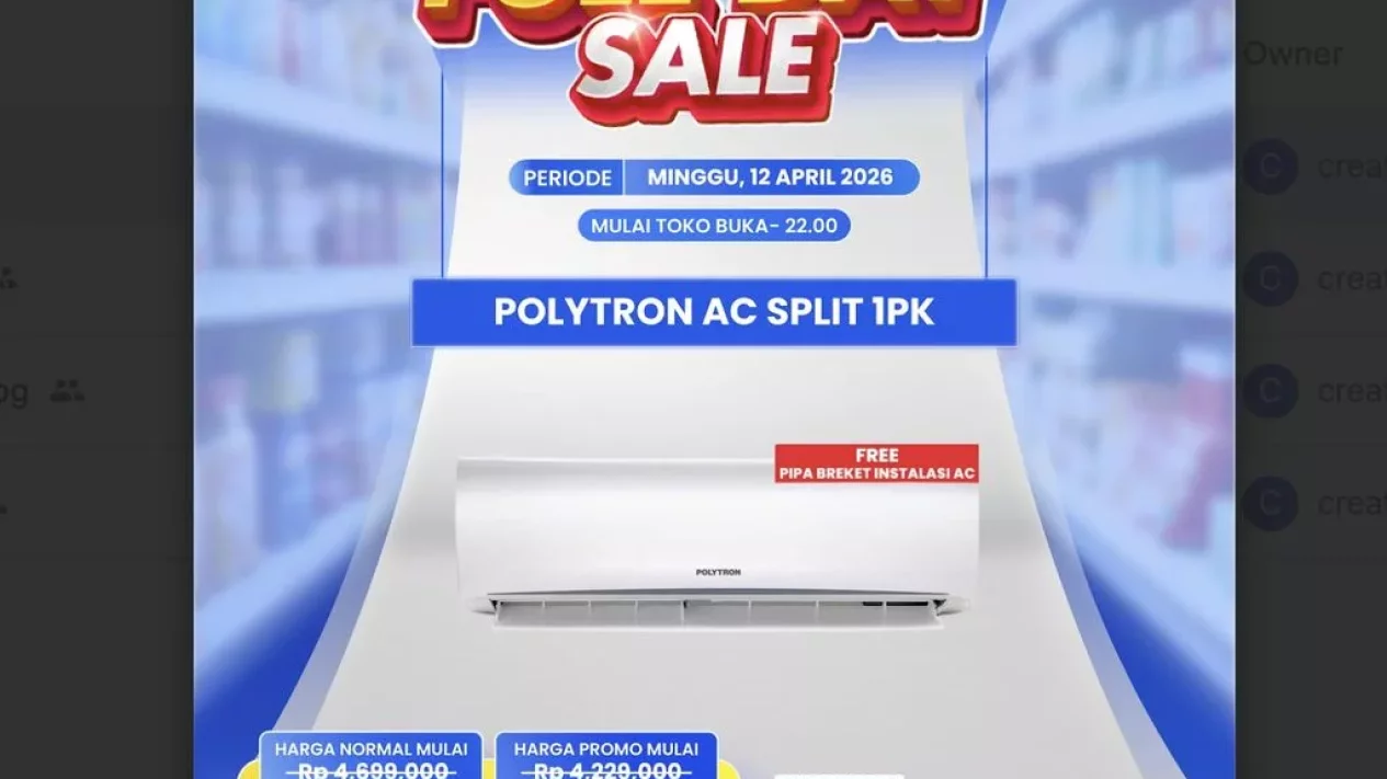Harga AC Split 1 PK Polytron Diskon di Transmart Full Day Sale