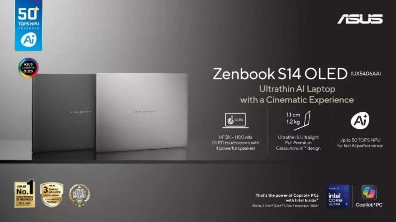 ASUS Perkenalkan Zenbook S14 OLED 2026: Laptop AI Ultra Tipis dengan Intel Core Ultra Seri 3 Pertama di Indonesia